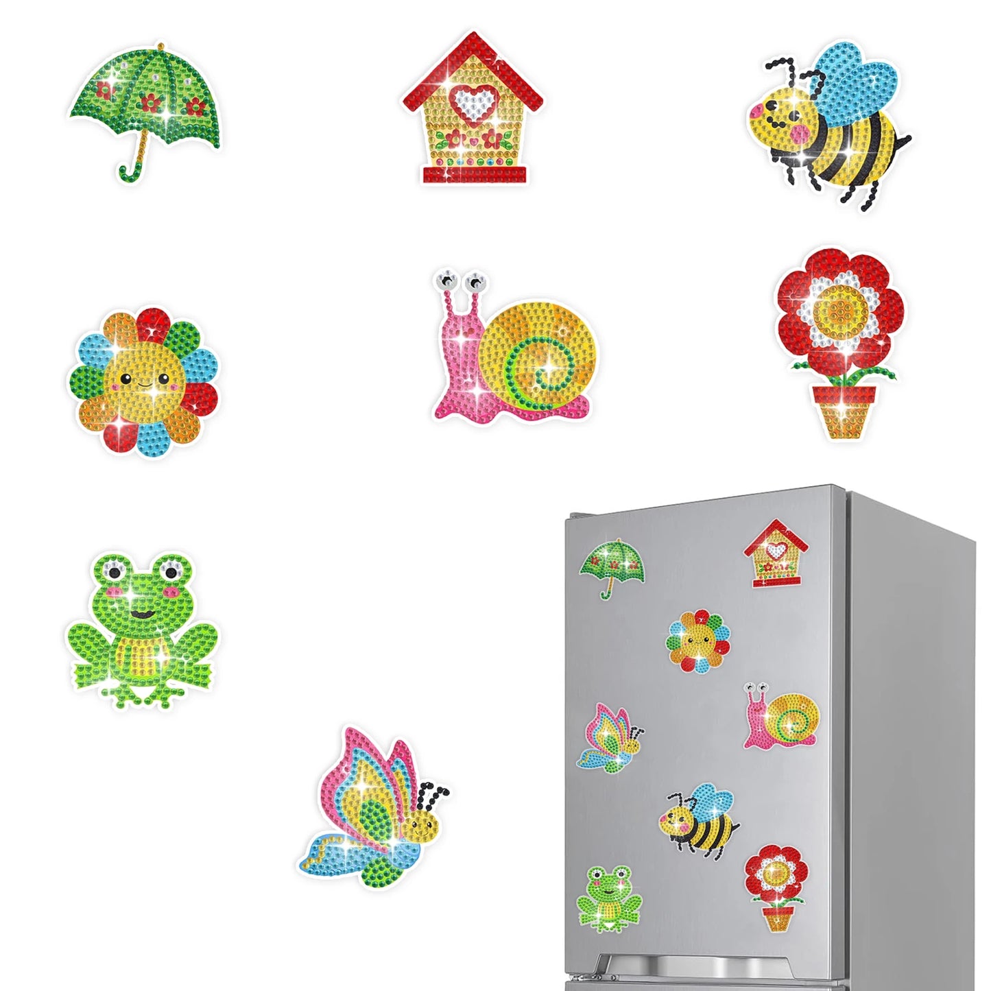 8pcs/Set Diamond Painting Magnets for Refrigerator Diamond Art Fridge Magnets for Adults Diamond Art Refrigerator Magnets Kits