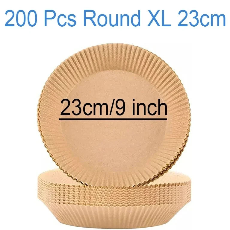Large 23cm Air Fryer Disposable Paper Liner Non-stick Airfryer Parchment Special Baking Paper for 3-10QT Cooking/Steaming Basket