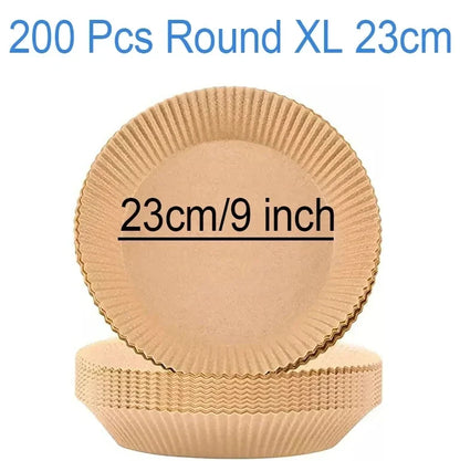 Large 23cm Air Fryer Disposable Paper Liner Non-stick Airfryer Parchment Special Baking Paper for 3-10QT Cooking/Steaming Basket