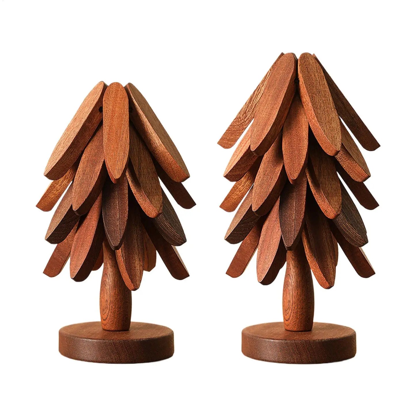 Christmas Tree Coaster Set Foldable Wood Trivet for Hot Pots/Pans/Bowls Xmas Table Decor for Kitchen Dining Room Restaurant Gift