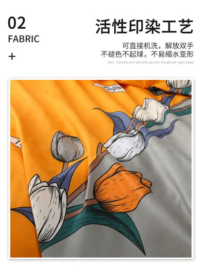 3pcs/Set Home Textile Bed Sheet Set with Pillowcases Cotton Material Lovers Home Room Bedding Flat Sheet Bed Sheet Set