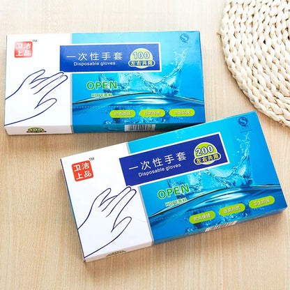100/200pcs Disposable Gloves Boxed Extraction Kitchen Food Grade PE Hygiene Environmental Protection Catering Household Use