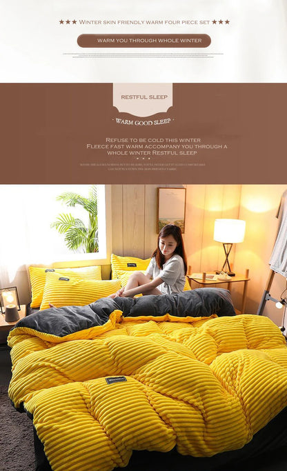 Soft Warm Plush Duvet Cover Winter 220x240 Velvet Fleece Couple Quilt Cover Double Bed Luxury Bedding Set Queen King Size