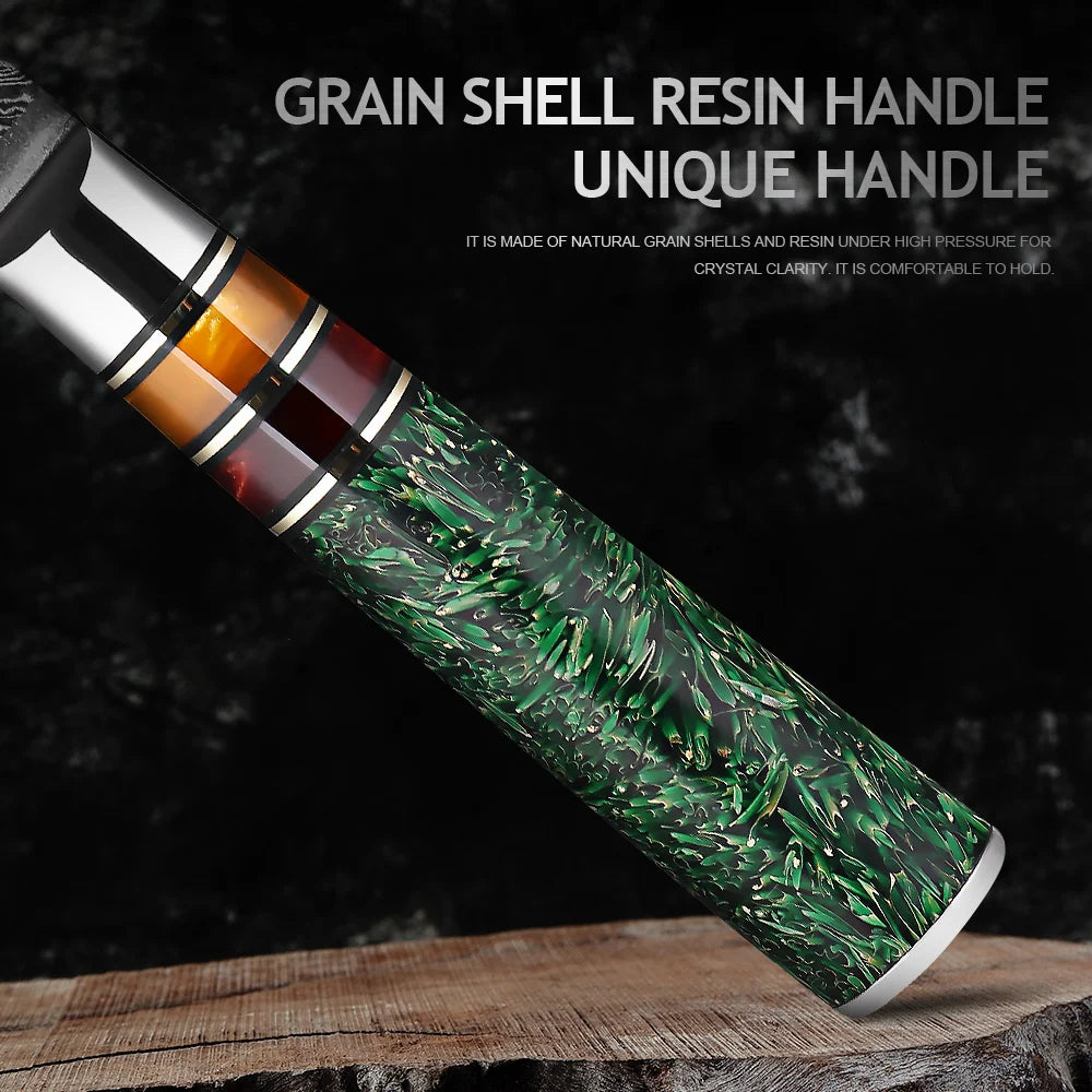 XITUO Luxury Damascus Kitchen Knife Set Japan Chef Santoku Knife Cleaver Paring Bread Knife Featured Resin Synthesis Handle