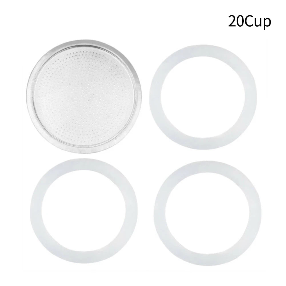 Seal Silicone Ring Gaskets And Aluminum Filters Replacement Kit For Kitchen Moka Pot Espresso Coffee Makers Accessories