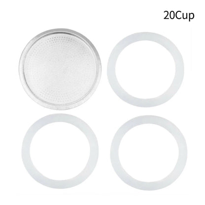 Seal Silicone Ring Gaskets And Aluminum Filters Replacement Kit For Kitchen Moka Pot Espresso Coffee Makers Accessories