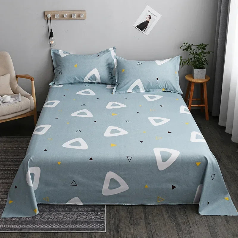 Geometry printed flat bed sheet set couple 2 people super cozy luxury double bed bedsheet single double queen king size