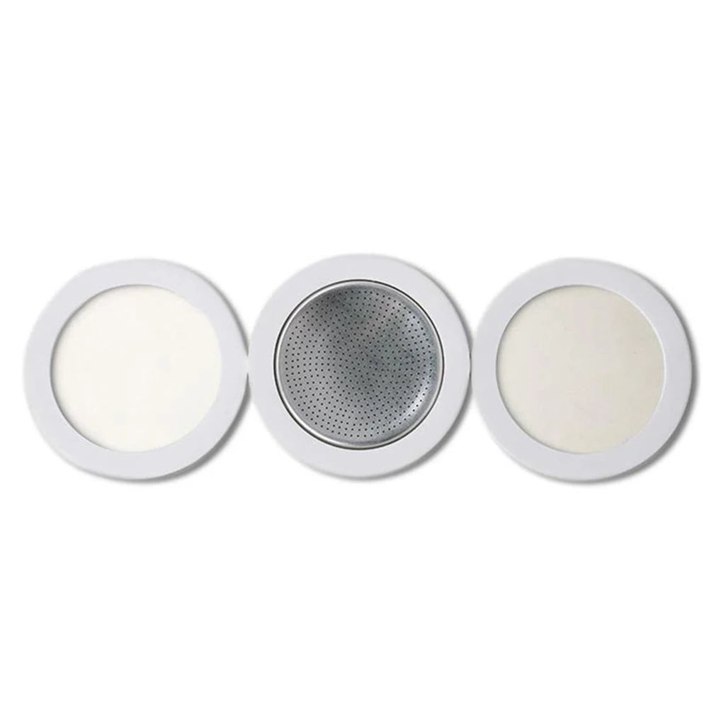 Seal Silicone Ring Gaskets And Aluminum Filters Replacement Kit For Kitchen Moka Pot Espresso Coffee Makers Accessories