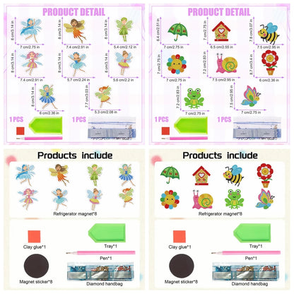 8pcs/Set Diamond Painting Magnets for Refrigerator Diamond Art Fridge Magnets for Adults Diamond Art Refrigerator Magnets Kits