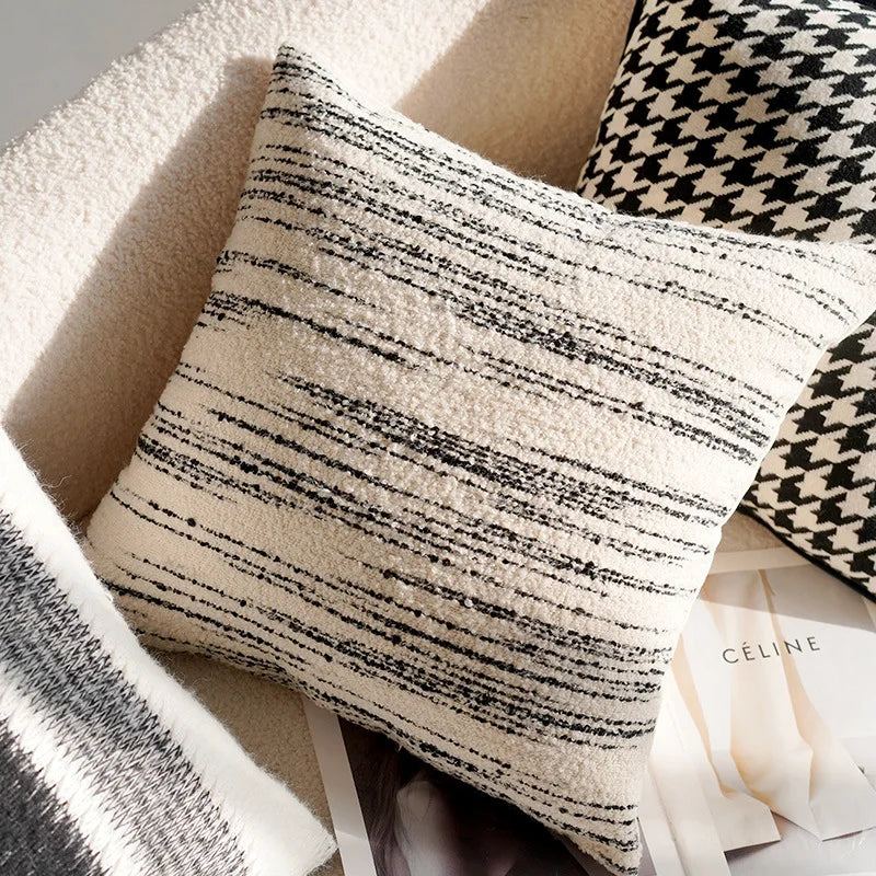 Junwell Modern Polyester Textured Fabric Dec.pillow Light luxury Nordic Fabric Cushion Cover For Living Room Sofa Pillow Cover