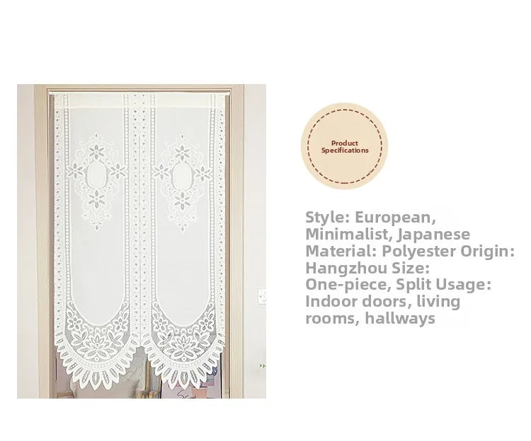 No-Drill Lace Door Curtain Bedroom Living Room Kitchen Partition Semi-Bli Entrance European Sle Fabric Door Curtain