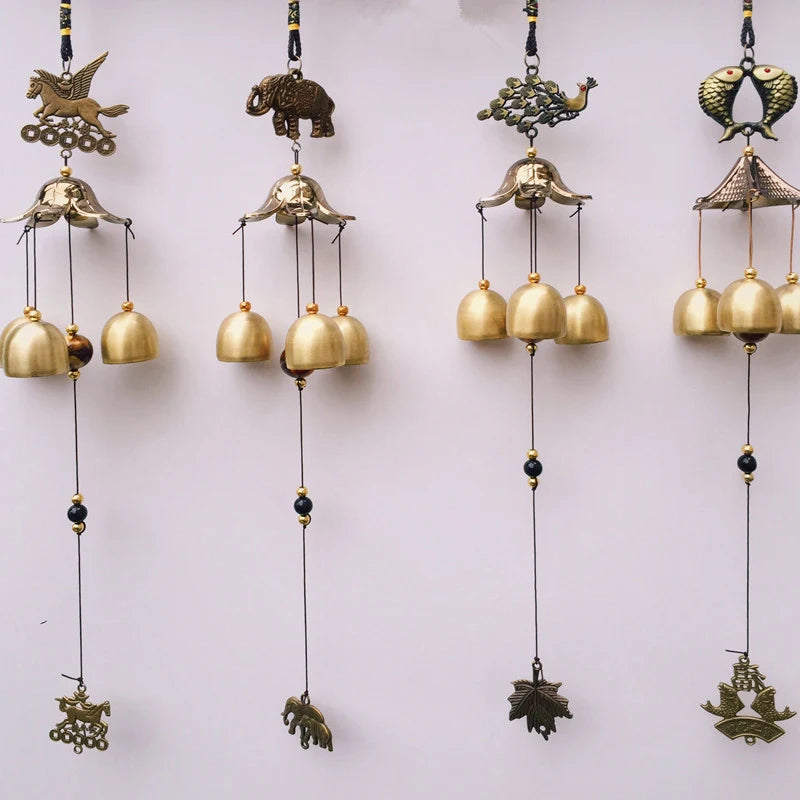 1Pc Antique Wind Chime Copper Yard Garden Outdoor Living Decoration Metal Wind Chimes Outdoor Chinese Oriental Lucky Metal Decor