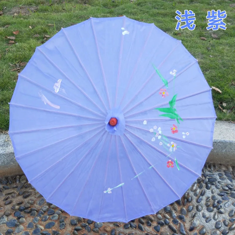 1pcs Chinese art umbrella bamboo frame silk parasol for wedding birthday party bride bridemaid hand-painted flower design