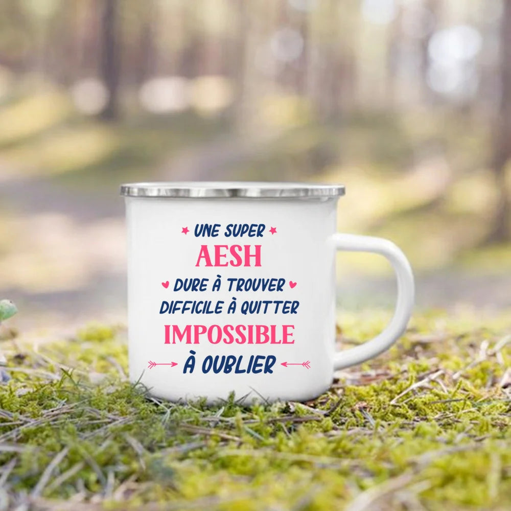 Merci Aesh Print Mugs Creative Coffee Cups Drinks Water Enamel Cup School Handle Drinkware Best Graduation Thanks Gifts for Aesh