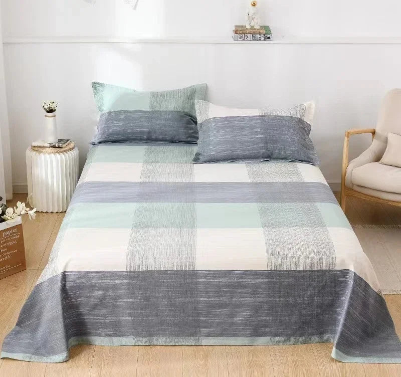 Geometry printed flat bed sheet set couple 2 people super cozy luxury double bed bedsheet single double queen king size
