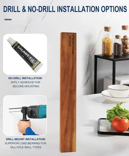 WXCOO Magnetic Knife Holder for Wall Wood Knife Strip Storage  Strong Magnetic Knife Strip for Kitchen Utensil Organizer