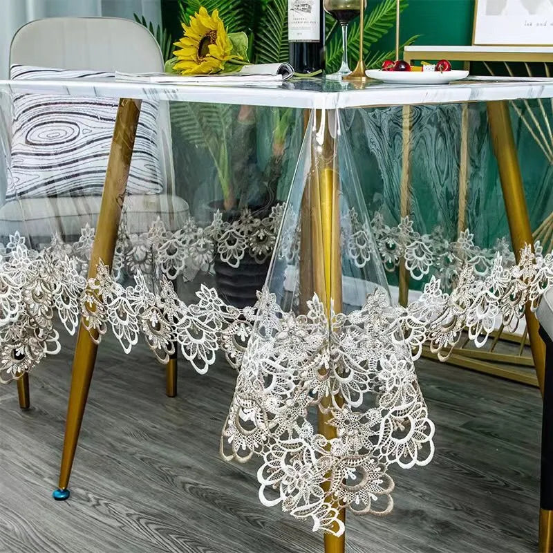 New Transparent PVC Dining Table Cloth Waterproof Washable Plastic Tablecloth Rectangular Round Soft Glass Tea Table Cover Mat