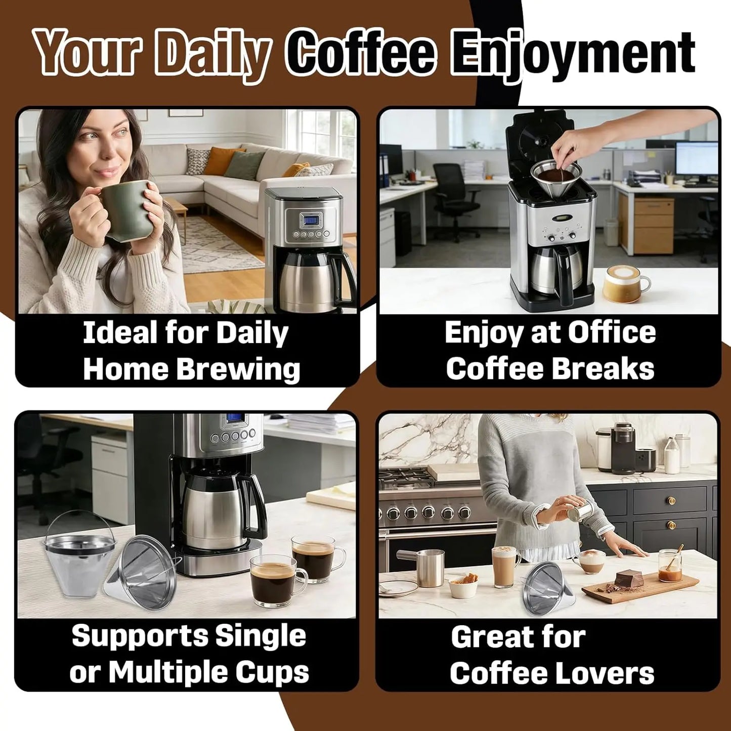 Reusable Coffee Filter Compatible with Cuisinart Coffee Maker, 304 Stainless Steel Mesh Permanent Filter for Cuisinart 10-14cup