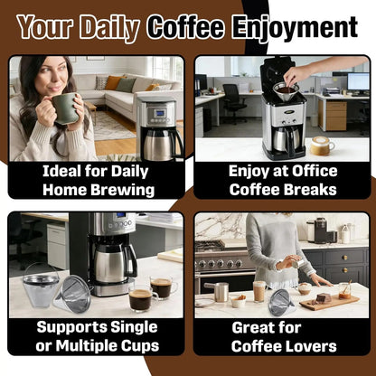 Reusable Coffee Filter Compatible with Cuisinart Coffee Maker, 304 Stainless Steel Mesh Permanent Filter for Cuisinart 10-14cup