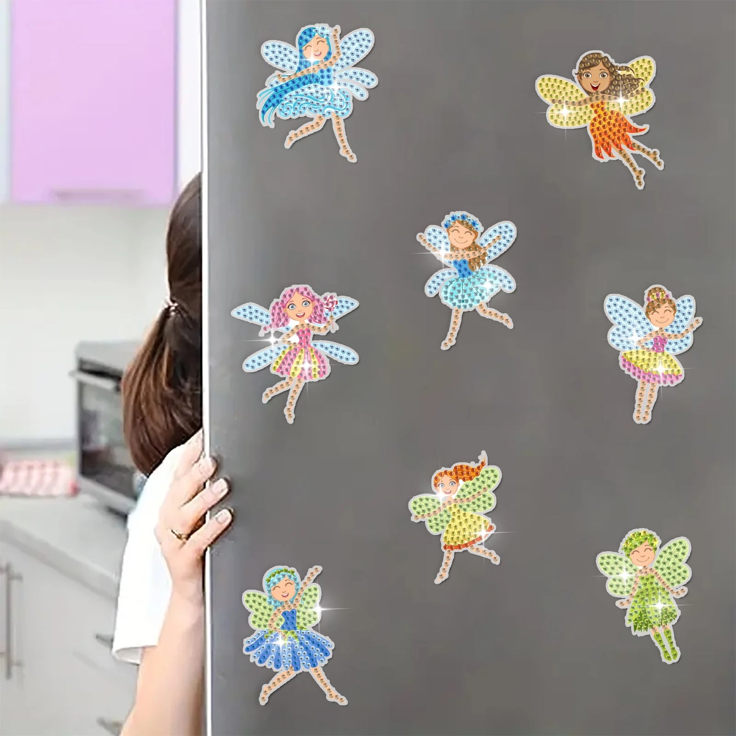 8pcs/Set Diamond Painting Magnets for Refrigerator Diamond Art Fridge Magnets for Adults Diamond Art Refrigerator Magnets Kits