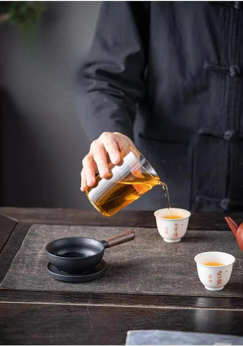 Sandalwood Handle Tea Strainer Black and White Tea Filter Ceramic Filter Tea Ceremony Accessories Teaset Supplies