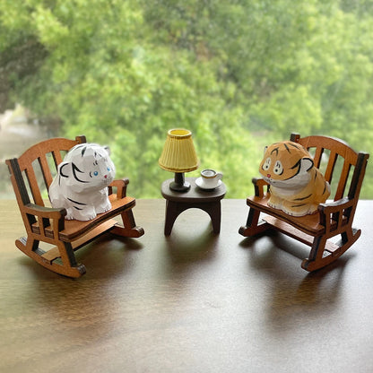 Cute Handmade Decorative Wooden Tiger Figurine Mini Animal Ornament Statue Carving Home Room Desktop accessories Decor Gift