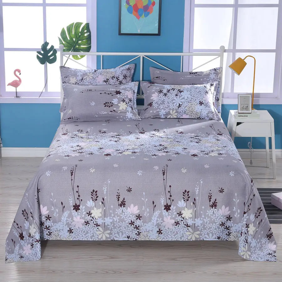 3pcs/Set Home Textile Bed Sheet Set with Pillowcases Cotton Material Lovers Home Room Bedding Flat Sheet Bed Sheet Set