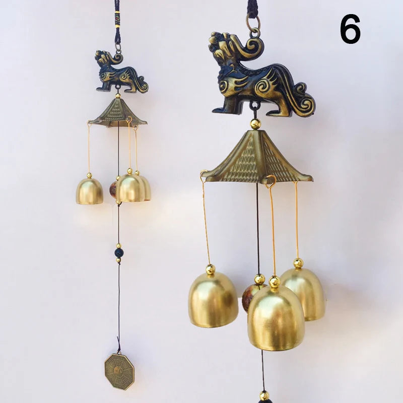 1Pc Antique Wind Chime Copper Yard Garden Outdoor Living Decoration Metal Wind Chimes Outdoor Chinese Oriental Lucky Metal Decor