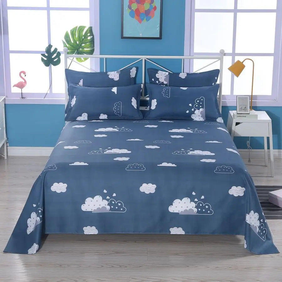 3pcs/Set Home Textile Bed Sheet Set with Pillowcases Cotton Material Lovers Home Room Bedding Flat Sheet Bed Sheet Set