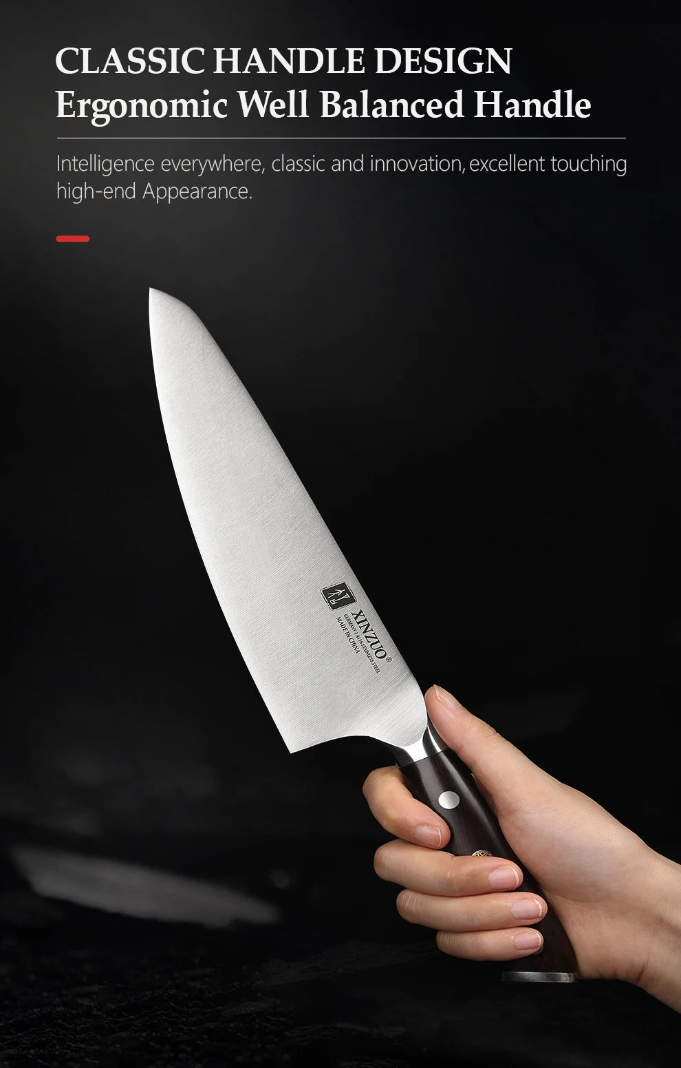 XINZUO 1-5PCS Stainless Steel Knives Set GERMANY 1.4116 Steel Chef Bread Utility Santoku Petty Knives Cooking Tools Ebony Handle
