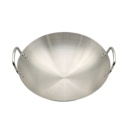 Stainless Steel Double Ear Chef Fry Wok Gas Cooker Traditional Handmade Pot Non Coating Woks