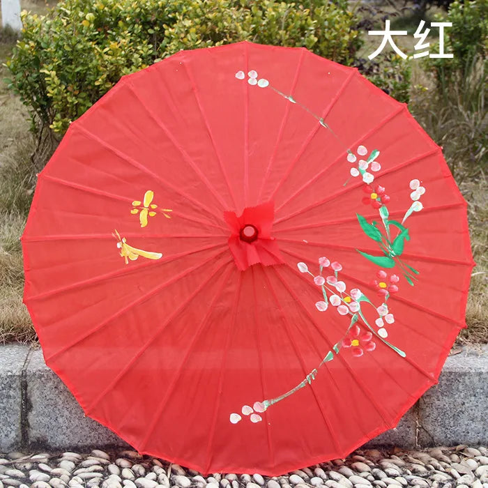 1pcs Chinese art umbrella bamboo frame silk parasol for wedding birthday party bride bridemaid hand-painted flower design