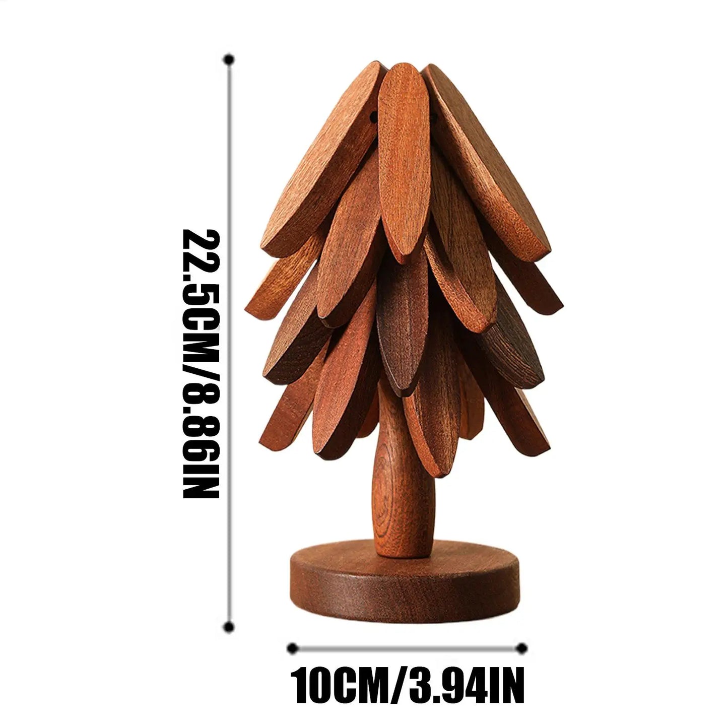 Christmas Tree Coaster Set Foldable Wood Trivet for Hot Pots/Pans/Bowls Xmas Table Decor for Kitchen Dining Room Restaurant Gift