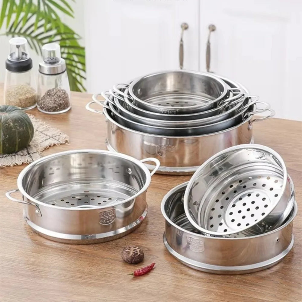304 Stainless Steel Steamer Basket 16-32cm Thickened Pot Steaming Grid Safe Material Thicken Strainer Food Steam Rack