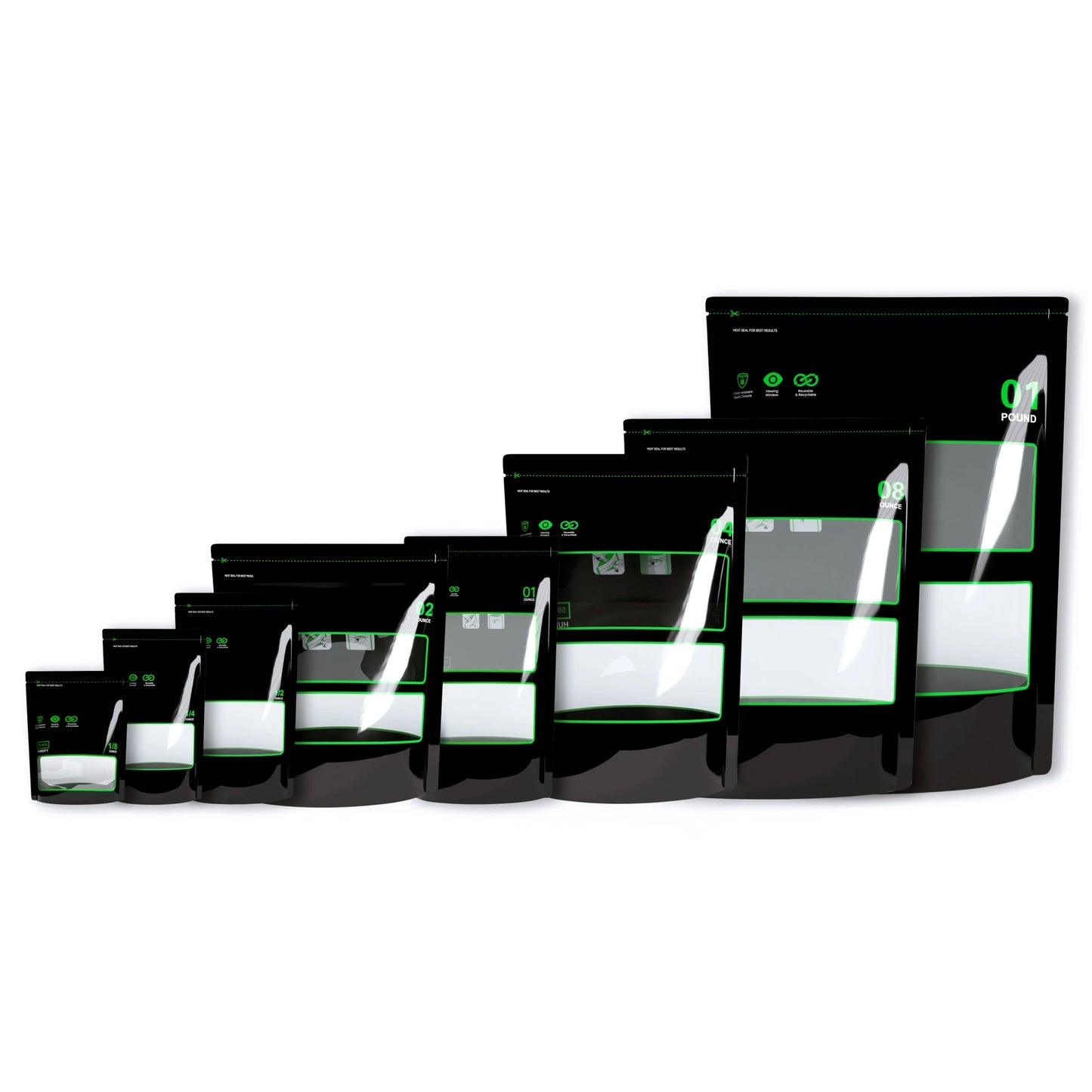1/8 Ounce~1 Pound Lock & Seal Storage & Curing Bags 58%-62% RH Terp Cultivation Pouches Heat Sealable Child Resistant