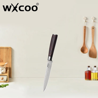 WXCOO Santoku Knife Set Japanese Butcher Carving Bread Fruit Meat Cleaver Boning High Carbon Steel Kitchen Knives
