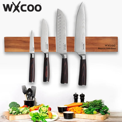 WXCOO Magnetic Knife Holder for Wall Wood Knife Strip Storage  Strong Magnetic Knife Strip for Kitchen Utensil Organizer