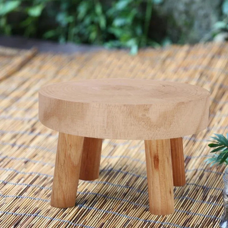 Wooden Plant Stand Flower Pot Base Holder Stool Indoor Outdoor Garden Succulent Pots Tray Flower Display Plant Stand SmallStool