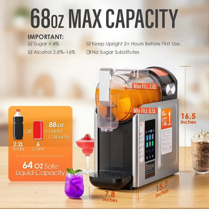 New Upgrade Smart 6 Presets Slushie Machine for Home & Soft Serve Ice Cream Machine, 68oz Color Touch Screen Slushy Machine for