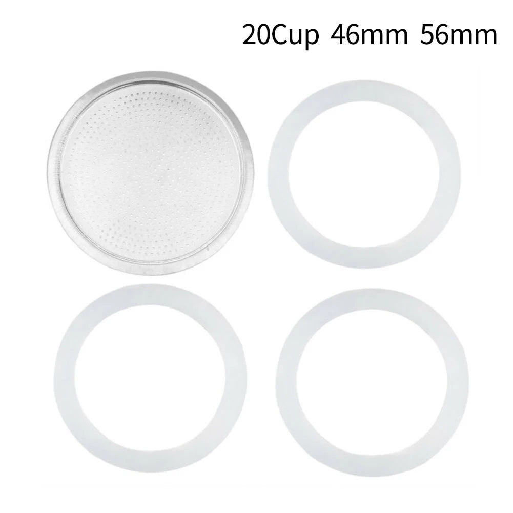 Seal Silicone Ring Gaskets And Aluminum Filters Replacement Kit For Kitchen Moka Pot Espresso Coffee Makers Accessories
