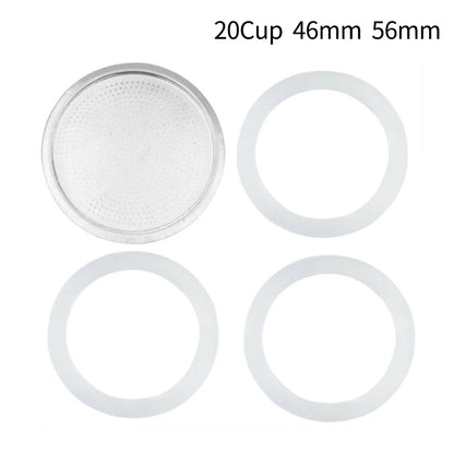 Seal Silicone Ring Gaskets And Aluminum Filters Replacement Kit For Kitchen Moka Pot Espresso Coffee Makers Accessories