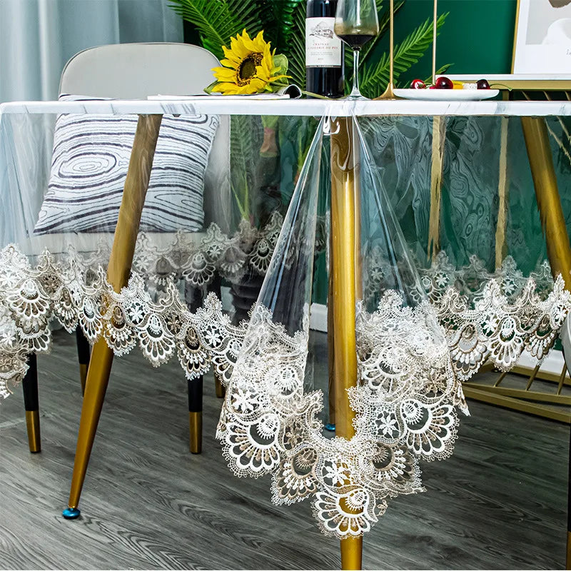 New Transparent PVC Dining Table Cloth Waterproof Washable Plastic Tablecloth Rectangular Round Soft Glass Tea Table Cover Mat