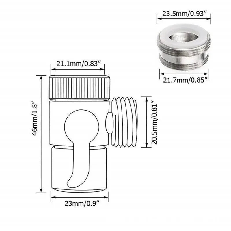 Universal Faucet Splitter for Kitchen Bathroom Toilet and Shower Diverter Valve Water Tap Connector with Easy Switch Adapter
