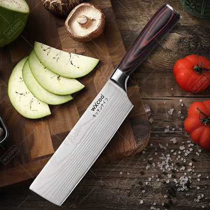 WXCOO Santoku Knife Set Japanese Butcher Carving Bread Fruit Meat Cleaver Boning High Carbon Steel Kitchen Knives