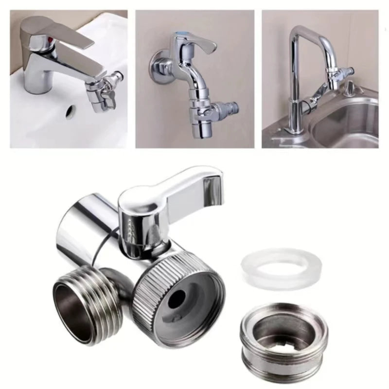 Universal Faucet Splitter for Kitchen Bathroom Toilet and Shower Diverter Valve Water Tap Connector with Easy Switch Adapter