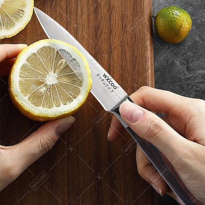 WXCOO Santoku Knife Set Japanese Butcher Carving Bread Fruit Meat Cleaver Boning High Carbon Steel Kitchen Knives