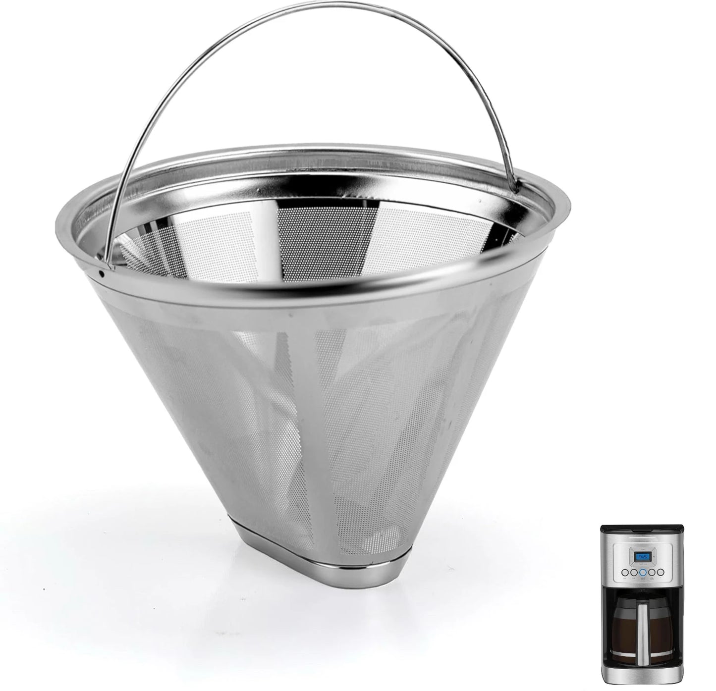 Reusable Coffee Filter Compatible with Cuisinart Coffee Maker, 304 Stainless Steel Mesh Permanent Filter for Cuisinart 10-14cup