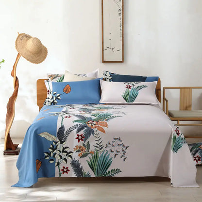 3pcs/Set Home Textile Bed Sheet Set with Pillowcases Cotton Material Lovers Home Room Bedding Flat Sheet Bed Sheet Set