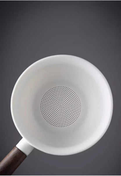 Sandalwood Handle Tea Strainer Black and White Tea Filter Ceramic Filter Tea Ceremony Accessories Teaset Supplies
