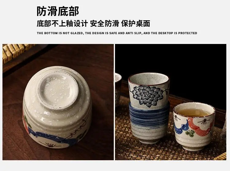 Japanese style Hefeng hand-painted ceramic tea cup, wine cup, small size drinking cup, hotel heat-resistant thickened home tea